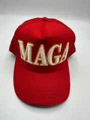 2024 Cali-Fame Trump 3-D Print MAGA Logo Red Trucker Hat Cap One Size