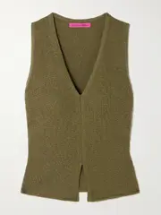 [The Elder Statesman] The Elder Statesman - Nora Lite Ribbed Cotton Tank - Army green - x small x small Green