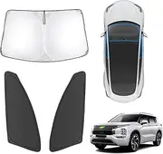 Karltys Sunshade for 2022-2025 Mitsubishi Outlander, Upgraded 210T Outlander Windshield Sun Shade & Front Side Window Covers, Foldable Car Shield Reflective Sun Visor Blocks UV & Heat (3PCS)