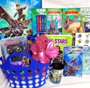 HOW TO TRAIN YOUR DRAGON EASTER TOY GIFT BASKET FLYING DRAGON TOYS PLAY SET