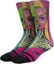 [Venture] Socks, Soft Athletic Ribbed Terry Loop Arch Support/Reinforced Heel and Toe For Skateboarding Crossfit Gym, SKIN DEEP, Small-Medium