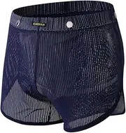 [Dcincell] Men's Mesh Boxer Briefs Sexy See Through Underwear Breathable Panties Pouch Booty Shorts Soft Trunks
