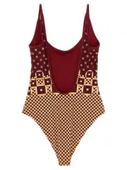 [Fendi] Fendi-Micro Patchwork One-Piece Swimsuit Beachwear Rosso-Donna 42IT