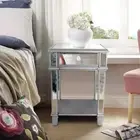Elegant Mirrored Glass Bedside Table Nighstand Side Table Cabinet Drawer & Shelf