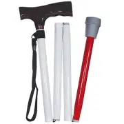 VIP Adjustable Folding Support Cane, Mobility, Blindness, Legally Blind, Red Tip