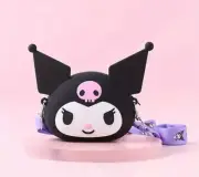 Sanrio Black Kuromi Silicone Rubber Drawstring Bag
