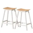 Artiss 2x Bar Stools Wooden Stool Dining Chairs Kitchen Barstools Oak White