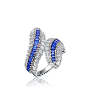 Genevive Two-Tone Over Silver CZ Bypass Ring