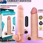 Vibrating Penis Sleeve Extender Realistic Extension Dildo Add 3" Couples Sex Toy