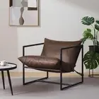 Aidan Faux Leather Sling Accent Chair, Metal Framed Armchair with Shredded Foam