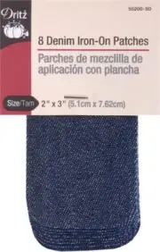 Dritz 55200-3D Iron-On Patches 2"X3" 8/Pkg-Dark Blue Denim