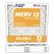 Filter King 25x28x1 Air Filter 4-PACK MERV 13 Actual Size 25 x 28 x .75"
