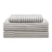150GSM Stripes Flannelette Bed Sheet Set - Dark Oak, Single - Single