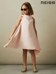 Reiss Pink Shauna High-Neck Drape Back Dress (E26338) | $165