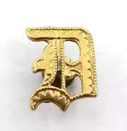 Antique 10k Yellow Gold Stone Insert Initial Old English "D" 8 mm x 6 mm #F344