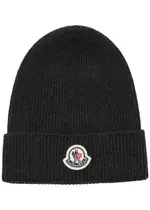 Moncler Ribbed Wool Beanie - Grey ONE SIZE