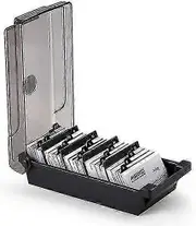 Office Desk Business Card Storage Box With Divider And Index Label (black)