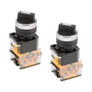2 pcs Latching Lock 2 Positions Rotary Selector Select Switch DPST 440V 10A 22mm