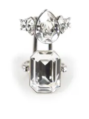 Silver Double Loop Stone Ring