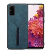 Denior For Samsung Galaxy S20 FE Leather Case with Elastic Wallet Card Holder Slot Pocket Cover - Blue