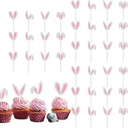 Bunny Cupcake Toppers - Bunny Cake Decorations Rabbit Cake Topper,Funny Rabbit Cupcake Topper Easter Cake Decoration for Home Parties