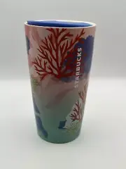 Starbucks Coral Reef Ceramic Tumbler Double Wall Traveler 12 Oz New *FREE SHiP*