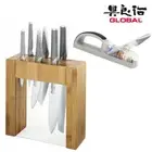 Global Ikasu 7pc Knife Block Set + 3 Stage Mino Sharpener