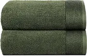 [BELIZZI HOME] Ultra Soft 2 Pack Oversized Bath Towel Set 28x55 inches, 100% Cotton Large Bath Towels, Ultra Absorbant Compact Quickdry & Lightweight Towel, Ideal for Gym Travel Camp Pool - Olive Green