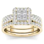 14k Yellow Gold Round Cut 1.25Ct Diamond Bridal Set Ring Size 6 Clarity I2
