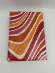 Ikea King Duvet Cover + 2 King Pillowcases Set Retro Orange Pink White Swirls