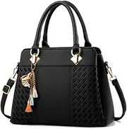 [Amaze] Women Top Handle Handbags Shoulder Satchel Bag Tote Messenger Purse with Tassel