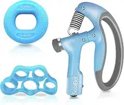 SolaBel Hand Grip Strengthener Set (3 Pack)- Adjustable Up To 220lb, No Slip, Portable Wrist Strength Trainer, Gripper Ring With 2 Resistance, Finger Exerciser For Men & Women