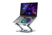 mbeat Stage S8 Rotating Laptop Stand with RGB Cooling Fan and USB Ports Material: Aluminium alloy Package Weight: 1.08kg MB-STD-S8GRY