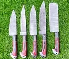 Hunting Expert Damascus Chef Knife Set Santoku Slicing Kitchen Cook Knives 5PCS