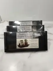 SET 3 BLACK Floating PVC Plastic Shelf Shelves 8.6" L x 4" D Holds 5 lbs Lot 3