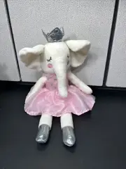 Elephant Rattle Pink Grey Crown Plush Princess Dress Ballerina Stuffed 18" NwoT
