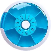 Lancoon Rotary Pill Organiser Portable Box Circular Shape Cute Multi-Purpose Weekly Display Easy to Clean, Large Compartment for Vitamin Medication Supplements Fish Oil