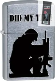 Zippo 06362 Army Soldier Did My Time Street Chrome Lighter + FLINT PACK