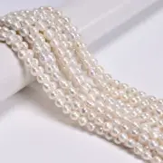 Natural White Fresh Water Pearl Baroque Drop Shape Beads 5-6x6-7mm 15.5'' Strand