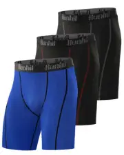 Men's Compression Shorts(3 Pack), Compression Spandex Yoga Shorts Underwear W...
