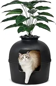 Secret Litter Box - Hidden Litter Box Enclosure with Odor Control - Perfect for Large Cats (Matte Black)