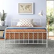 Zinus Double Bed Frame White Metal Base Mattress Support Bedroom Furniture | Florence Bed