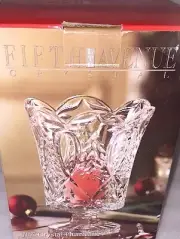Ribbon & Tree 7 1/2" Crystal Hurricane Tealight Candle Holder by Crystal Clear