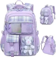 [AEIOFU] Girls Backpack Large Capacity Kids Backpack Multi-Pocket Waterproof Adjustable Backpack Kawaii Bunny Kids Girls Backpack for Girls Cute Bunny Kids School Backpack Kindergarten Primary School Bag