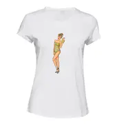 Bikini Retro Style Girl Female Cartoon Pop White Ladies Women T Shirt Tee Top