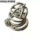 Chastity Cage with Prince Albert Piercing Metal Cage for Men Bondage CBT Lock