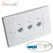 Cat5e 3Port Keystone Wall Plate 3Gang RJ45 Network LAN Coupler F/F Kw3C5ff
