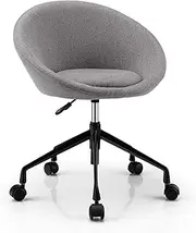 Giantex Modern Swivel Accent Chair, Round Back Desk Chair, Height Adjustable Home Office Chair w/Flexible Casters, Rolling Leisure Task Chair for Study Room, Bedroom, Make-up Room, Gray