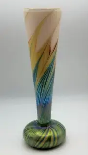 Steven Lundberg Glass Art | Iridescent Vase | Signed 2004 | Blown Glass