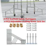 4 PCS Scaffold Safety Outriggers + 4 PCS 18" Adjustable Leveling Screw Jack Set